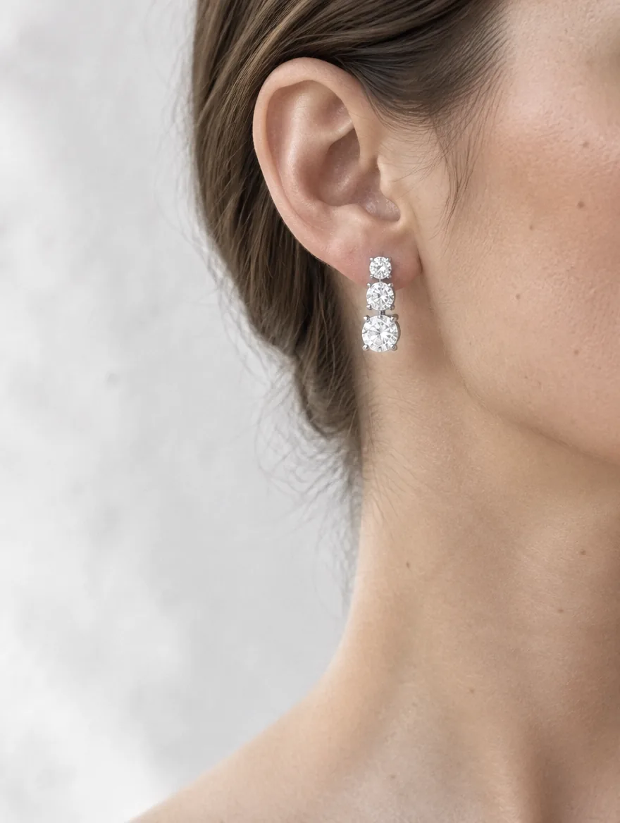 Orecchini in argento indossata