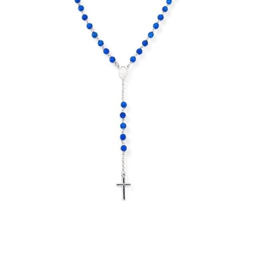 Collana Rosario Tipo Y Zaffiro in Argento 925