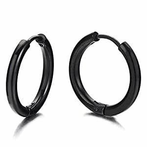Cerchio scattino nero in accioaio 8mm in Argento 925