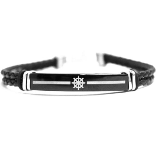 Bracciale uomo cordino piastra timone Acciaio