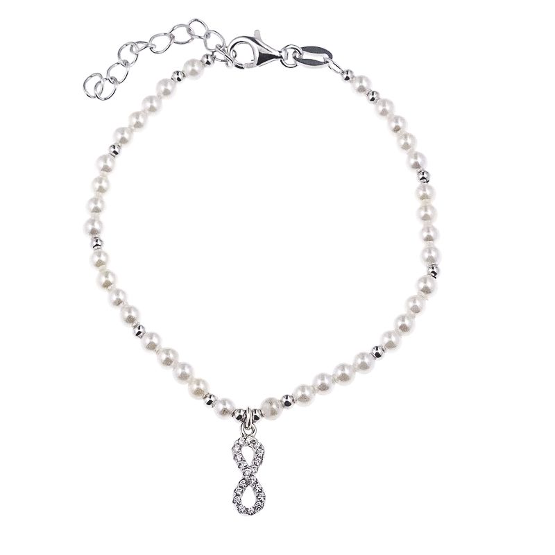 Bracciale perle infinito in Argento 925