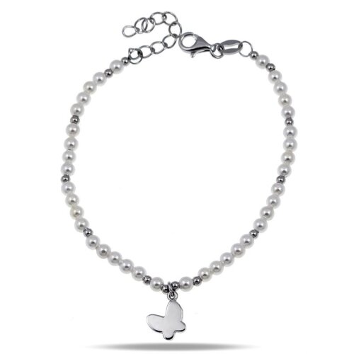 Bracciale perline farfalla in Argento 925