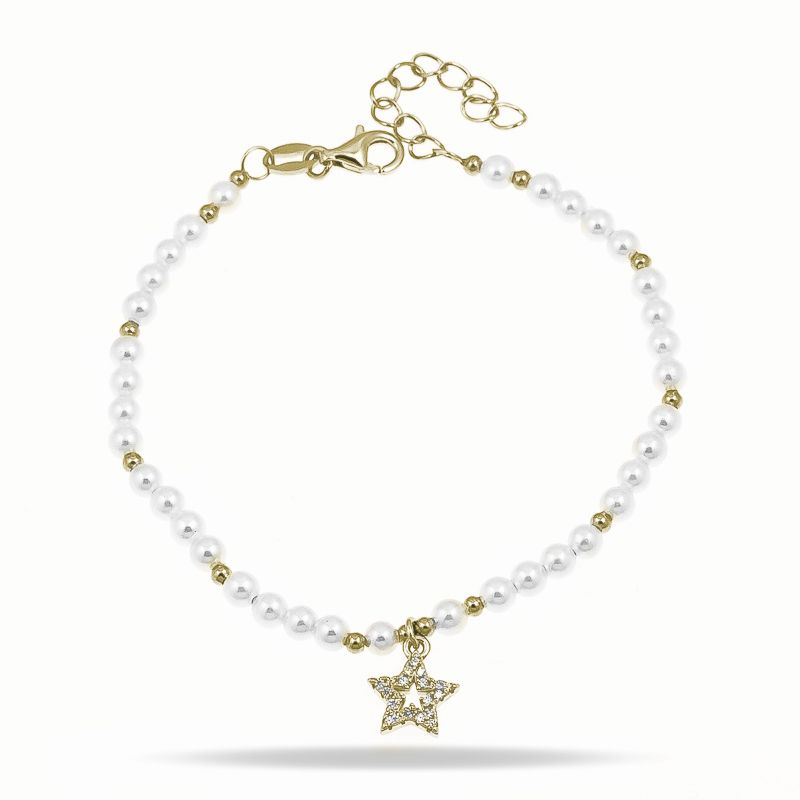 Bracciale Perle pendente stella in Argento 925
