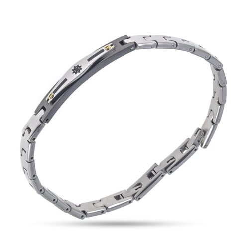 Bracciale uomo targa centrale timone in Acciaio