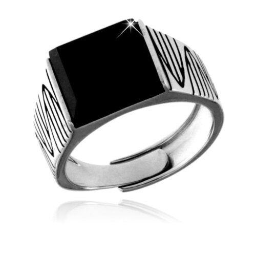 Anello uomo quadrato onice in Argento 925