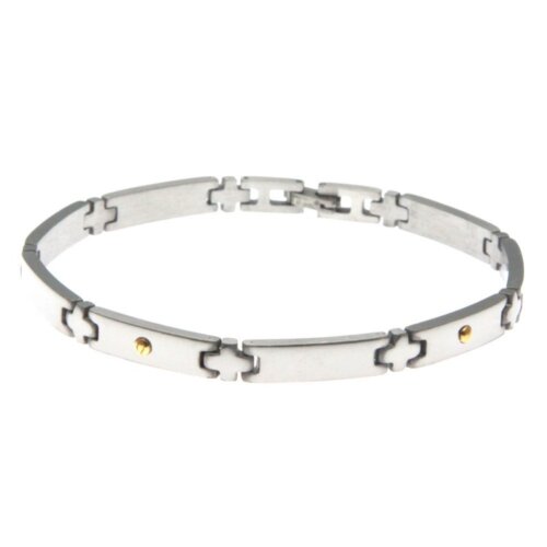 bracciale uomo acciaio con punti oro