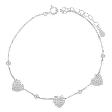 Bracciale 3 cuori in in Argento 925