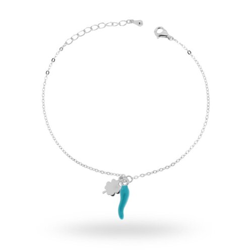 Bracciale corno smalto +quadrifoglio in in Argento 925