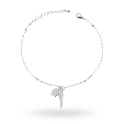 Bracciale corno smalto +quadrifoglio in in Argento 925