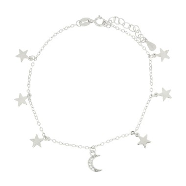 Bracciale stelle e lune zk in arg 925%