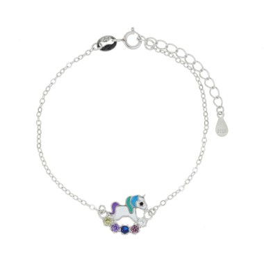 Bracciale unicorno smalto zk  in arg 925%