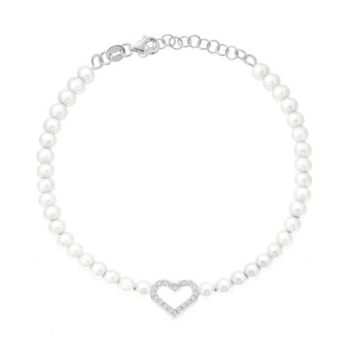 bracciale perle cuore zk in arg 925%