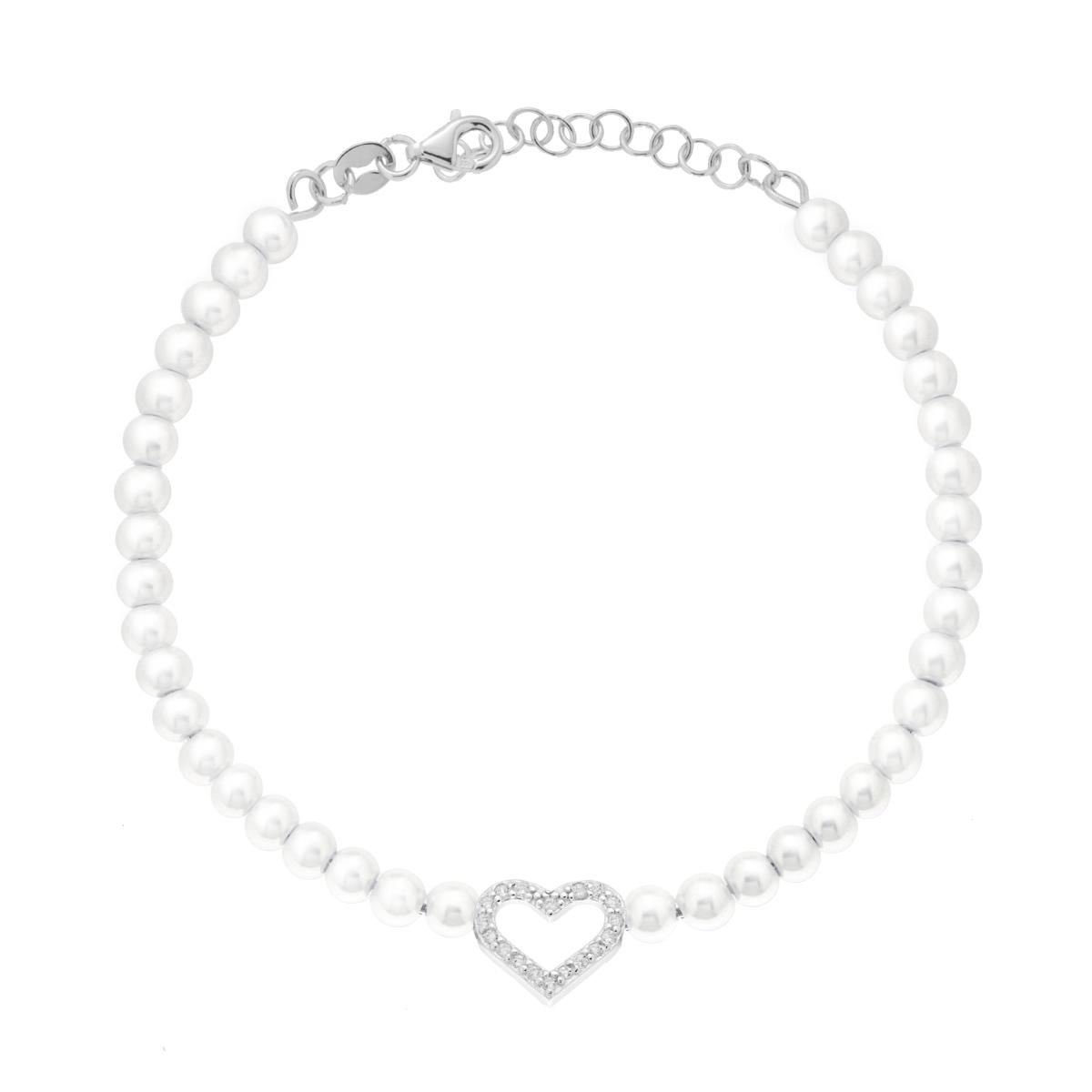 bracciale perle cuore zk in arg 925%