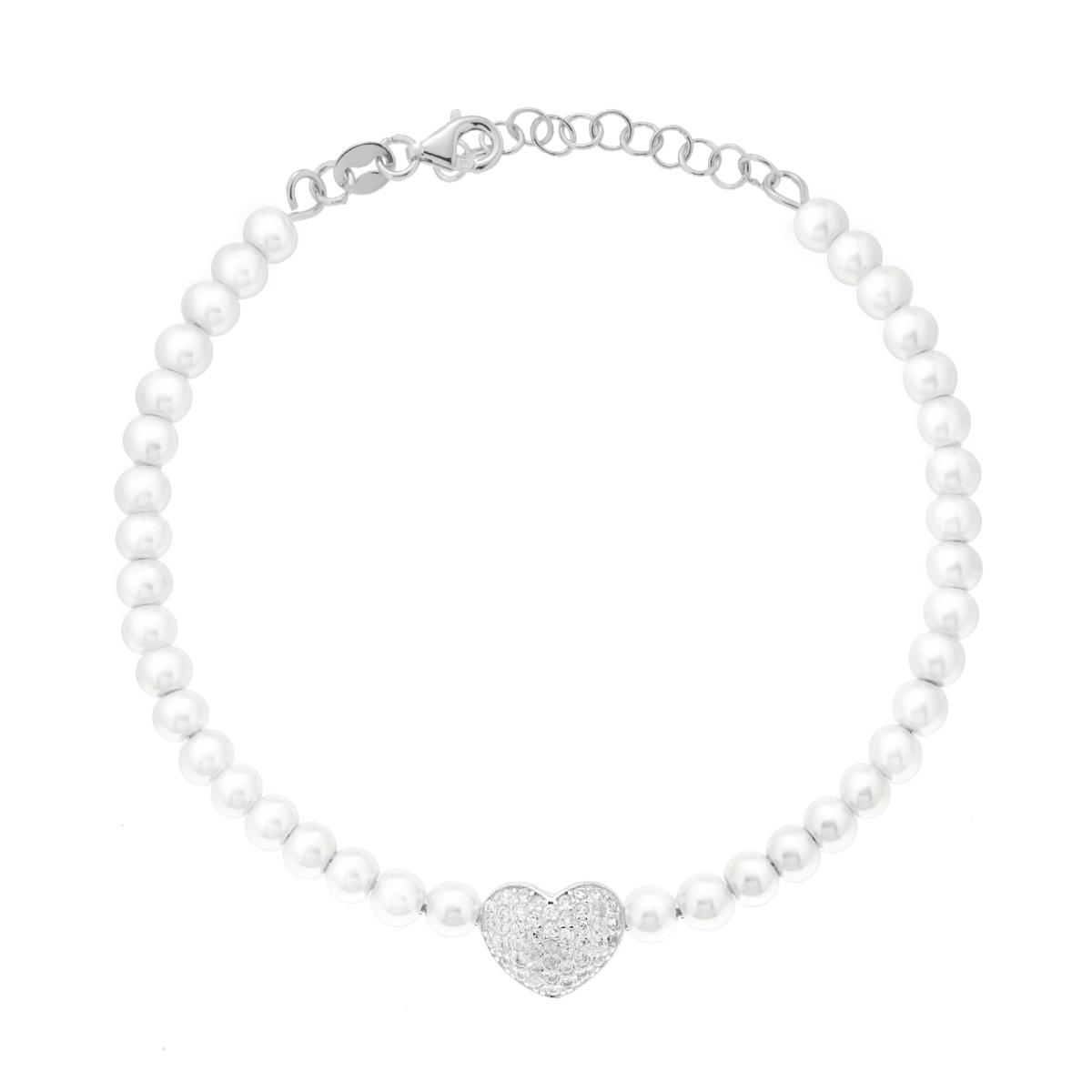 bracciale perle cuore zk in arg 925%