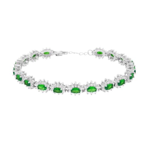 Tennis pietre ovali cm18+3in in Argento 925 con zirconi