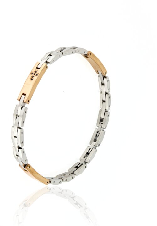 Bracciale uomo targa croce rose Acciaio