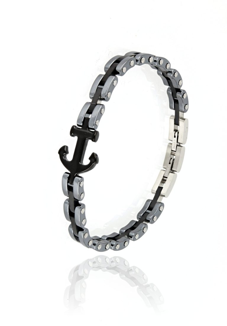 Bracciale uomo ancora in Acciaio e ceramica