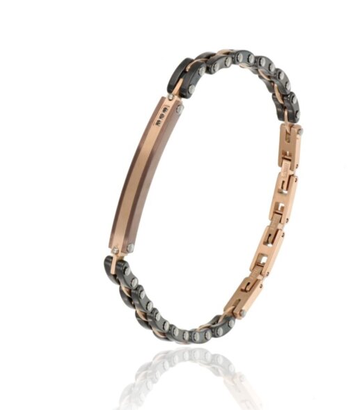 bracciale uomo  targa e ceramica in acciaio