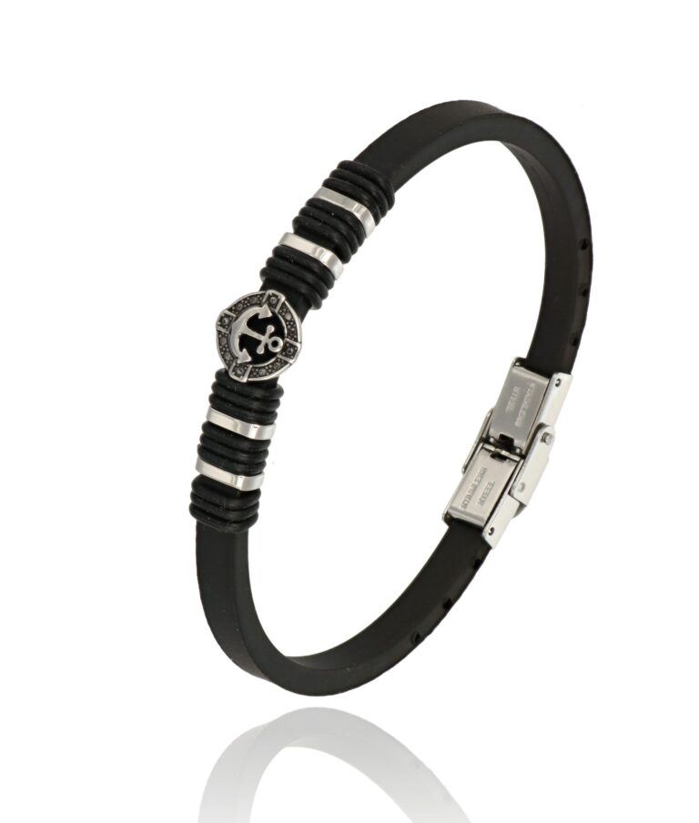 Bracciale uomo caucciu rosa ventielement in Acciaio