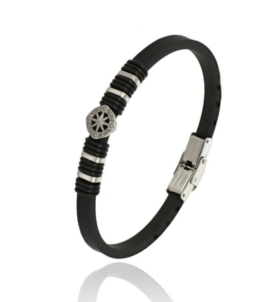 Bracciale uomo caucciu rosa ventielement in acciaio