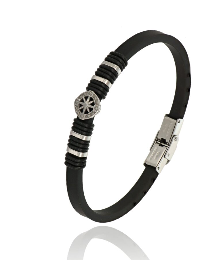 Bracciale uomo caucciu rosa ventielement in acciaio