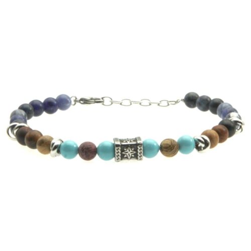 Bracciale uomo pietre ancora in acciaio