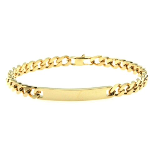 Bracciale uomo targa Acciaio grumette dorato