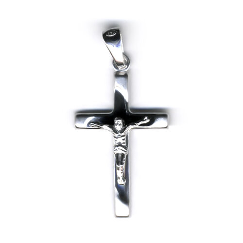 Pendente croce con Gesu' in Argento 925