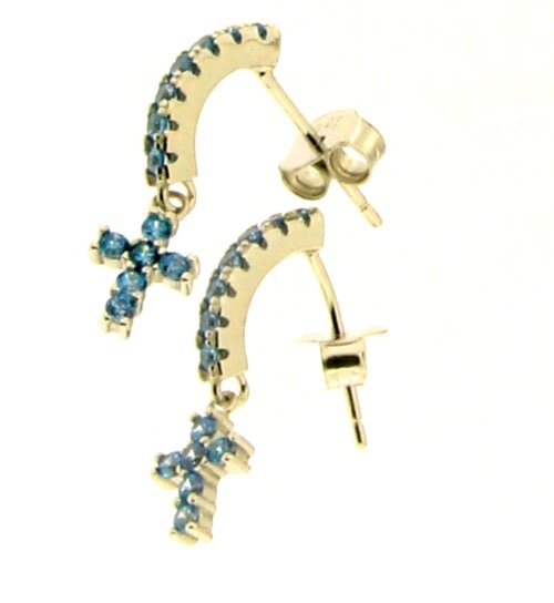 Orecchino croce pendente in in Argento 925