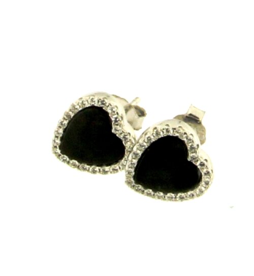 Orecchino Cuore onice in Argento 925