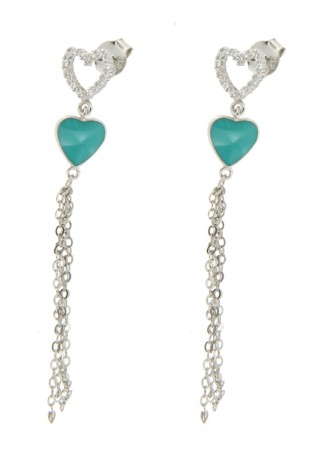 Orecchino CuorI zirconatI turchese in Argento 925