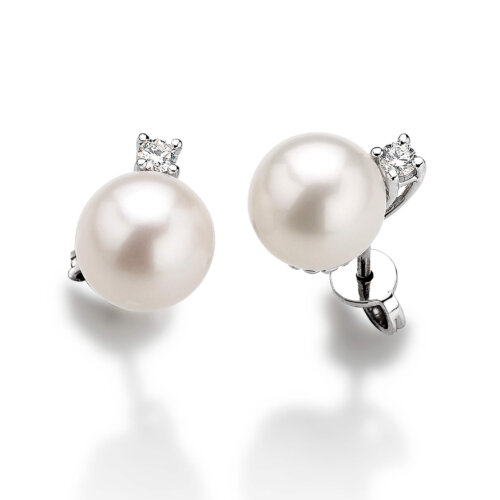 orecchino perla 8mm con zircone