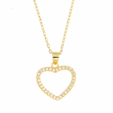 collana cuore zirconi  in argento 925%
