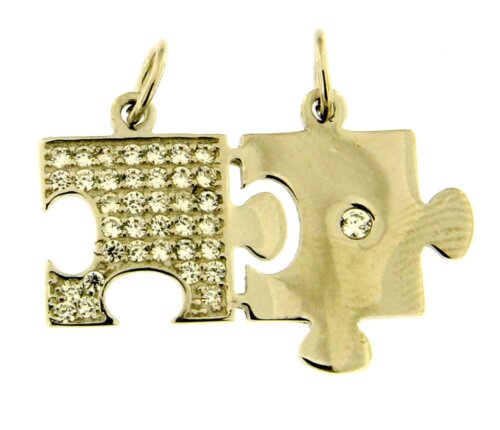 Pendente Puzle da dividere in Argento 925 con zirconi