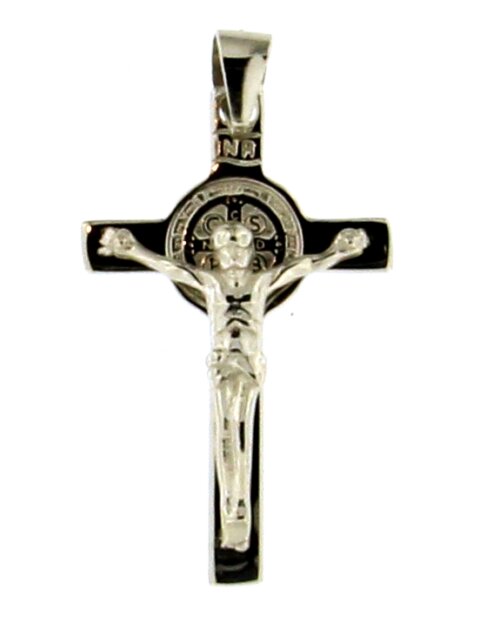 Pendente croce san Benedetto in Argento 925