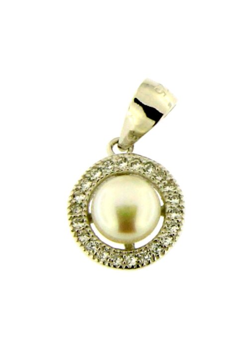 Pendente perla in Argento 925 con zirconi