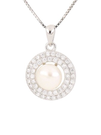 Pendente perla coni in Argento 925 con zirconi