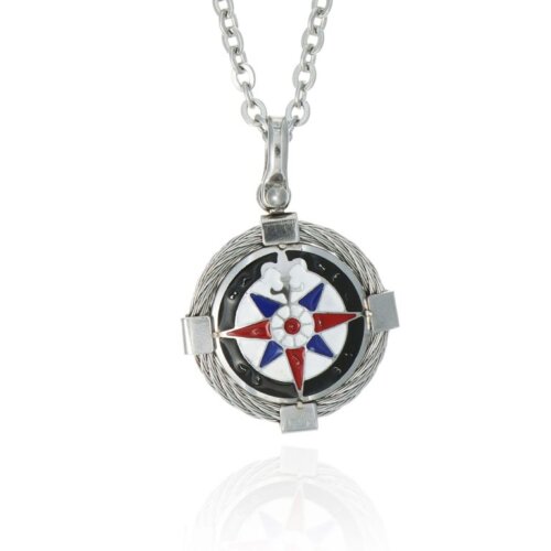 Collana uomo rosa venti smalto in acciaio