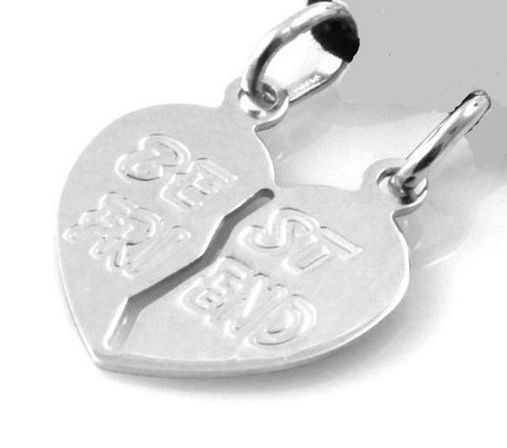 Pendente Cuore spezzato Best Friend in Argento 925