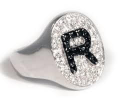 Anello Lettera su sfondo in argento 925% regolabile
