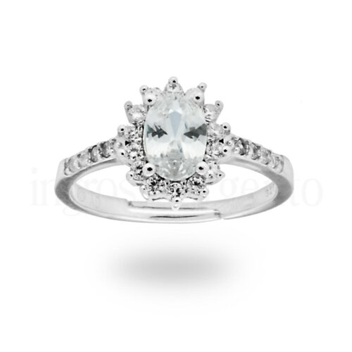 Anello Zircone ovale regolabile