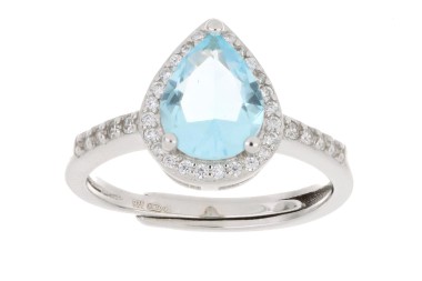Anello goccia zk in arg 925% regolabile