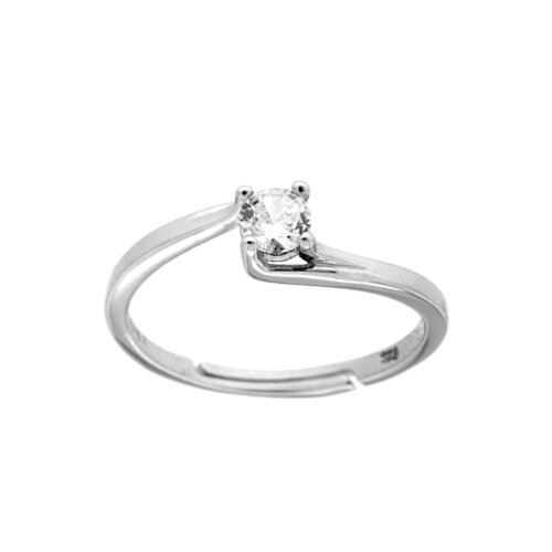 Anello solitario 4mm  in argento 925% regolabile