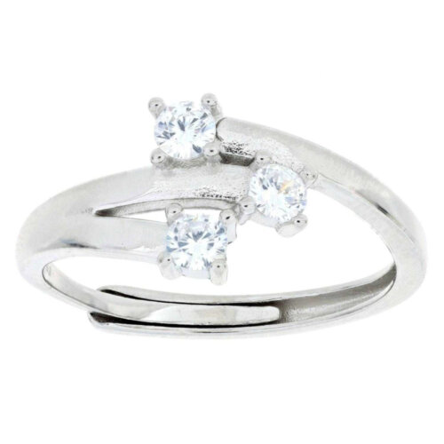 anello 3 solitari in argento 925% regolabile
