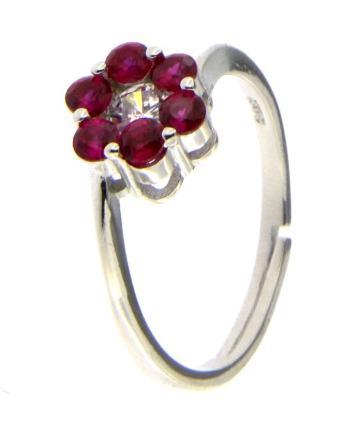 Anello fiore zk in arg 925% regolabile