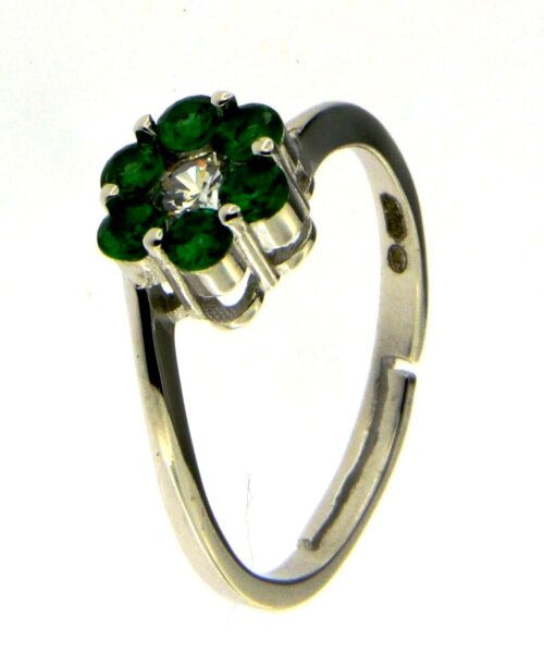 Anello fiore zk in arg 925% regolabile