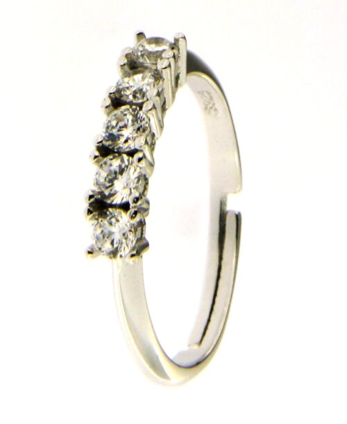 anello 5 pietre 4mm in arg 925% regolabile