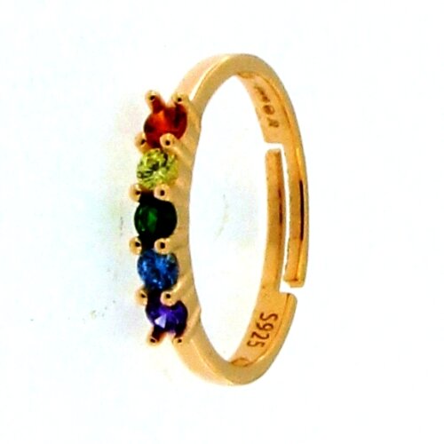 Anello 5 pietre 2mm in arg 925%
