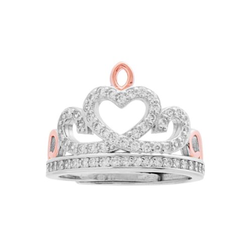 Anello corona zk in arg 925% regolabile