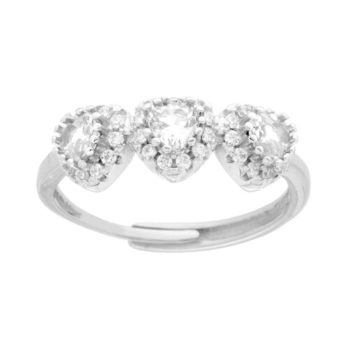 Anello trilogy cuori in arg 925% regolabile